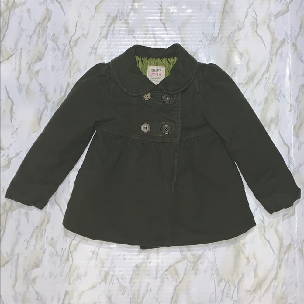 Old Navy dark green kids pea coat size 3T